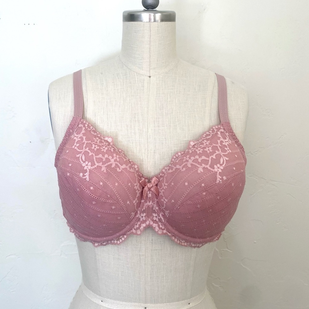 Chantelle Pink Lace Bra Sexy Unlined Underwire Bra
